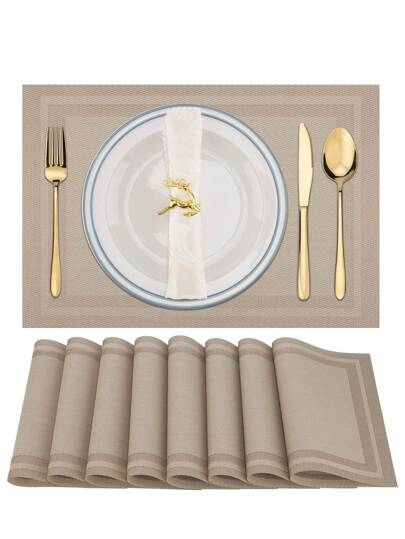 4pcs/6pcs Plastic Place Mats, Western Style Square Table Mats, Dining & Kitchen Bowl Mat