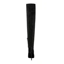 Tigerlily Knitted Stiletto Long Boots - Black - View 7