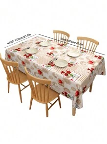 One Rose Heart Shaped Design Tablecloth, American Style PVC Rectangle Waterproof Oil-Proof Wash-Free Heat-Resistant Wear-Resistant Anti-Scratch Cloth Tablecloth Tea Tablecloth Table Mat Multi-Functional Cover Cloth High-Grade Sense Suitable For Living Room Home Restaurant Hotel Use.