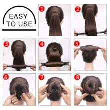 3 piezas Hacedor de moño de pelo en forma de rosquilla, 2 piezas Moldeador de pelo con esponja de espuma, 1 pieza Clip mágico para peinado francés con giro, 2 piezas Hacedor de moño de pelo con clip, 10 piezas Bandas elásticas para el cabello, 20 piezas Pinzas para el cabello (marrón). Recoja el cabello en el donut, luego envuelva el cabello y asegúrelo con horquillas, lo que le brinda el peinado talla grande natural y estable en minutos. - Marrón - Ver 5