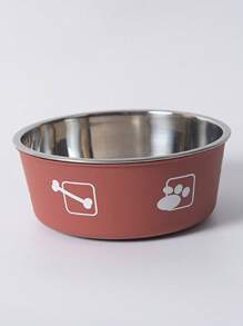 PETSIN 1pc Stainless Steel Double Layer Paw Print Pattern Cat/Dog Lover Gift And Dog/Cat Mom Love Pet Bowl, Large Capacity Anti-Skid Anti-Spill For Small/Medium Dog Lover And Dog Mom Love Cat Lover And Cat Mom Love (2 Styles Of Non-Slip Mat Randomly Included) - Multicolor - View 13