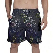 Men Beach Shorts - 黑色 - 查看 1