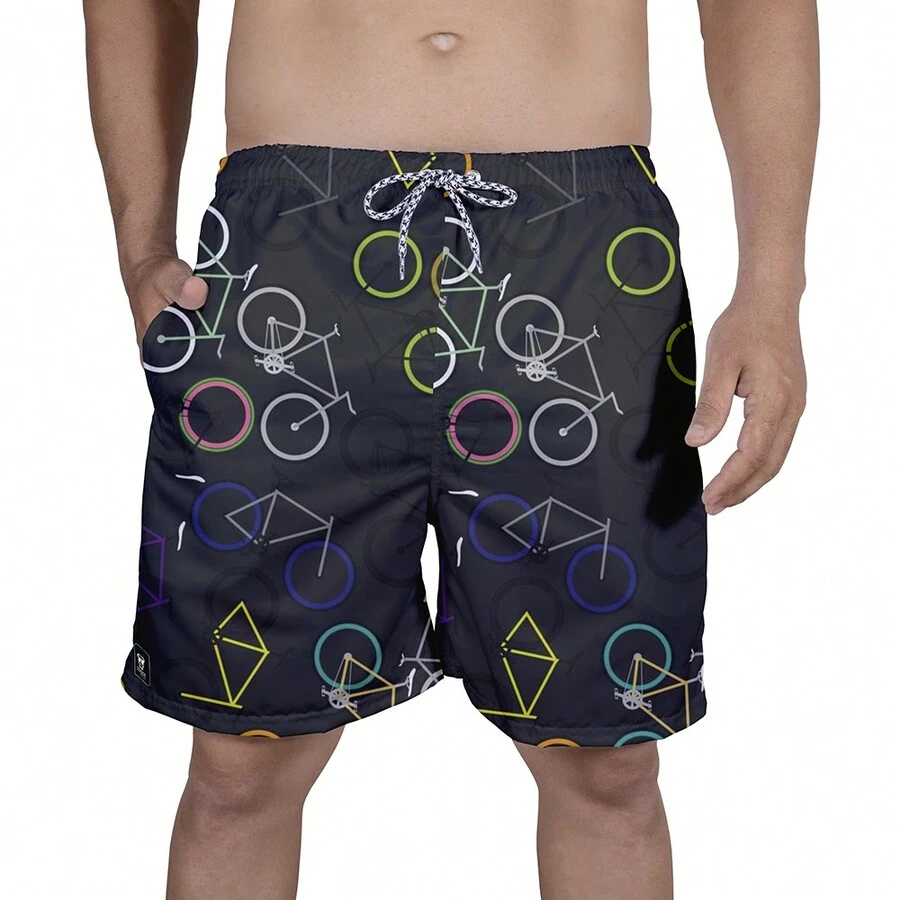 Men Beach Shorts - 黑色 - 查看 1