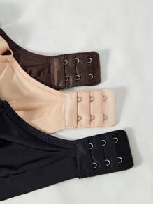 3PCS Lady's Comfortable Multicolour Wireless Soft Cup Solid Underwear Bra - Black - View 5