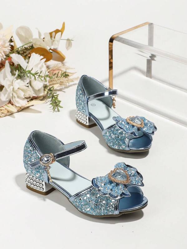 Sandalias de tacón alto de moda para niñas, zapatos de princesa para bailar