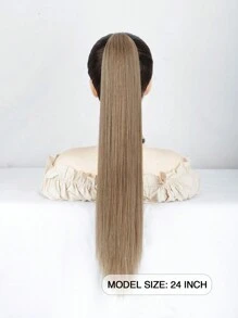 nimoki 24英寸長直髮夾捲鬆馬尾頭發扩展,人造纖維合成材質,自然外觀,女性髮鬢裝飾（金色） - 金色 - 查看 7