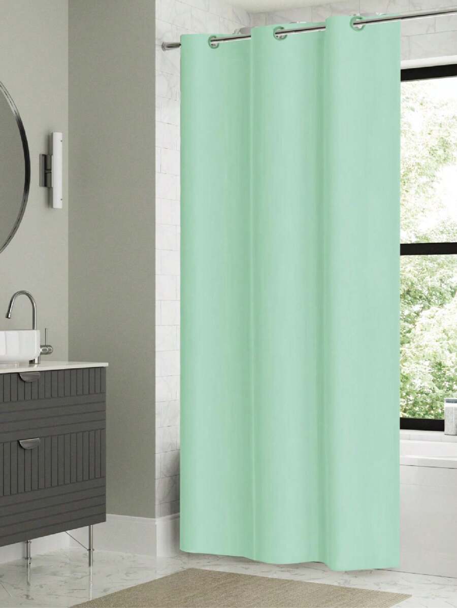Cortina de ducha de tela cepillada Medidas 177.8x182.9cm | Alta Calidad y Resistencia - Diseño simple y elegante, ideal para baños modernos | Fácil de lavar a mano o máquina | Compatible con varilla estándar, - Verde - Ver 1