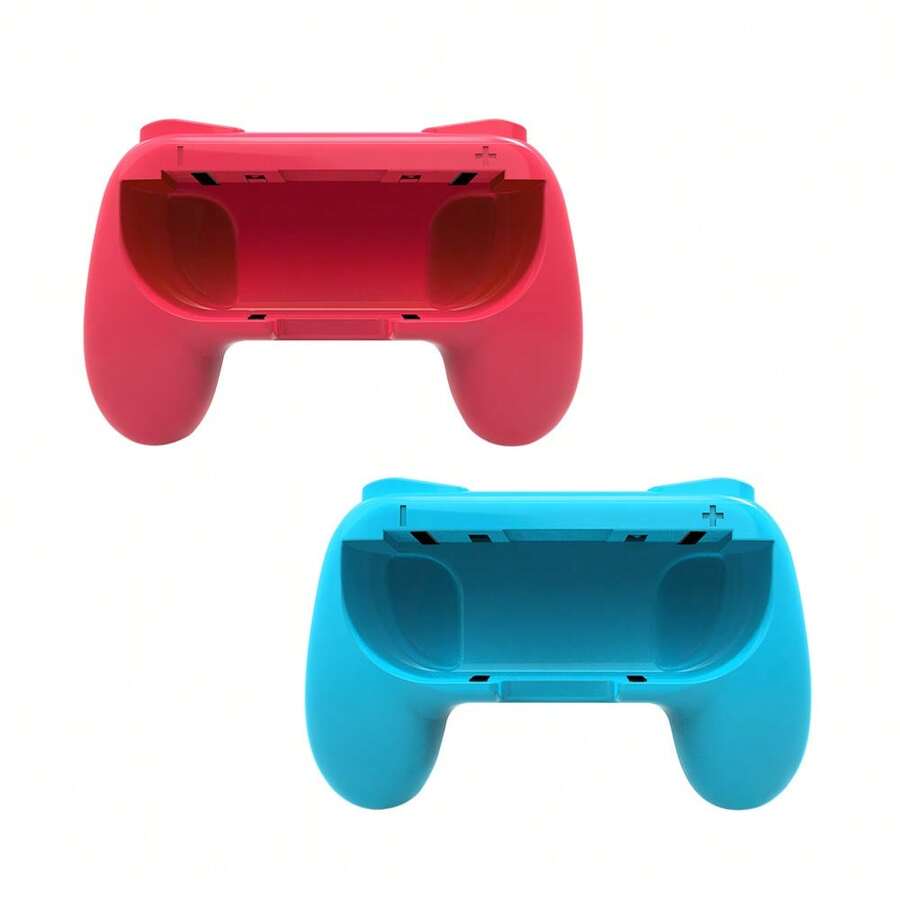 2pcs Blue & Red Game Controllers Grip Compatible With Switch OLED/Switch JoyCon (Controllers Not Included) - Blue X1 Red X1 - View 1