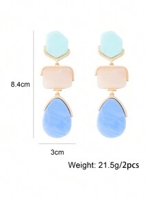 juran 1 Đôi bông tai mặt dây chuyền hình học bằng nhựa, món trang sức phổ biến dành cho nữ. - màu xanh da trời - Xem 4