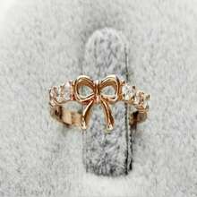 1pc Simple Rhinestone-Set Bow Knot Ring For Women Valentines,Mom,Mother,Mother's Day,Gift