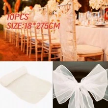 10PCS Chair Sash Decorations Organza Bow Detail Chair Back Flower Decoration Ribbon, Width 18CM, Length 275CM, Dining Table Decorative Item Requires DIY Bow Knot Shaping, Glass Gauze Chair Back Gauze Festival Party Decoration Item Organza Tent Stairway Gauze Cloth Flower Outdoor Canopy Wedding Decoration Supplies Graduation Party Graduation Ceremony Supplies Background Decoration Shaping Opening Ceremony Supplies Interactive Party Atmosphere Supplies Packaging Gifts Decorative Ribbon - Multicolor - View 2
