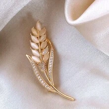1pc Delicate Ear Of Wheat Design Brooch Suitable For Women's Daily Wear Dress Accessories Pin For Clothes Bag Charm School Office Accessories Shirts Jacket Jewelry Christmas Halloween Clothes Pin Funny Cute Teacher Gifts Costume Accessories Bag Charms - Gold - View 3