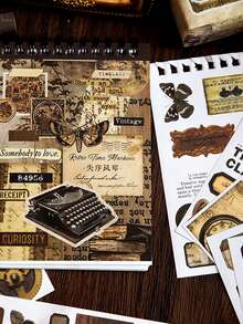 1 cuốn/50 tờ Retro Thời gian Máy móc Theo chủ đề Bộ Hình Dán Đối với DIY Làm sổ lưu niệm & Viết nhật ký - Nhiều màu - Xem 10