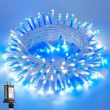 JMEXSUSS Blue And White String Lights Outdoor Indoor, 200 LED Christmas String Lights Clear Wire, 66ft Christmas Lights Plug In For Bedroom Tree Room Party Decorations - 藍白色 - 查看 1