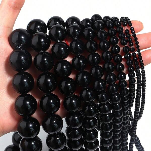 1pc Agate & Jasper Natural Stone Beaded Strand, Multi-Size Natural Stone Beads For DIY Jewelry Making