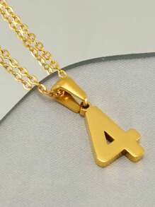 1piece Gold Plated Stainless Steel 0-9 Number Pendant Necklace For Women Men Daily Wear
