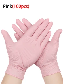 20/50/100 件，白色粉色黑色蓝色一次性丁腈手套 - 不含乳胶，防水 - 适用于厨房、食品加工、清洁、染发、美容院 - 家用小工具、厨房、浴室、家居、家居供应商 - 粉色 - 查看 17