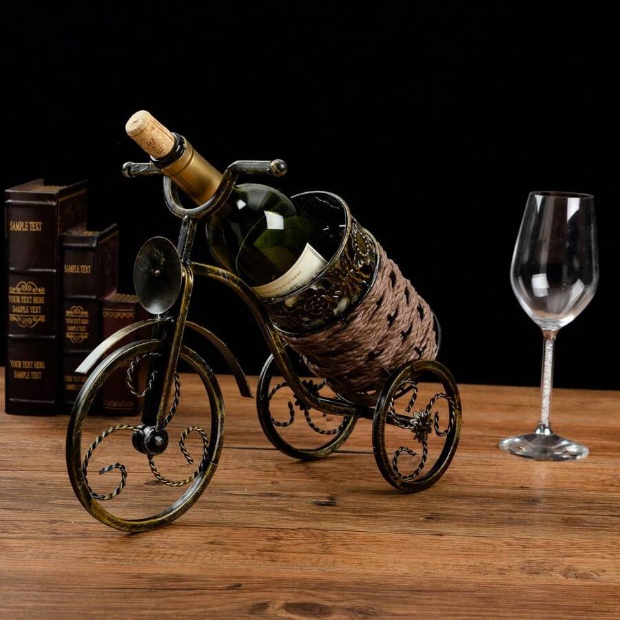 Metal Bicycle Wine Bottle Holder Desktop Bike Wine Rack Freestanding