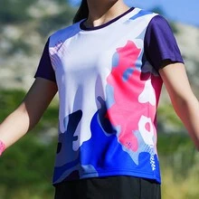 女款速乾迷彩戶外t恤 - 藍色 - 查看 2