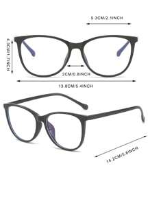 1pair Women's Black Circular Pc Frame Non-Prescription Glasses, Suitable For Daily Wear Clear Glasses Accessories Glasses Accessories For Women - 黑色 - 查看 5