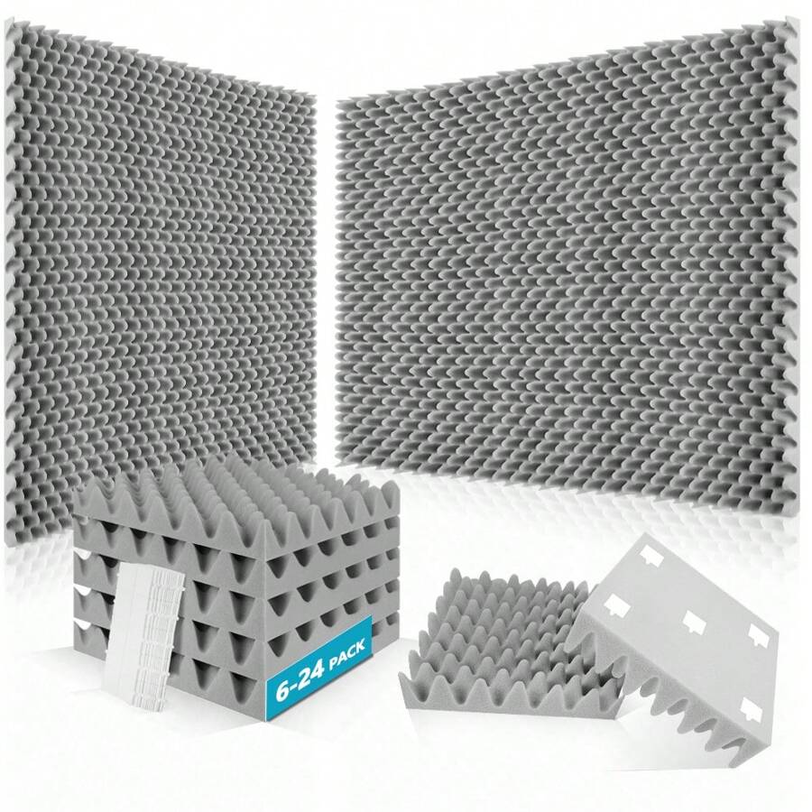 24 Pack12x12x1.18/12x12x2 Inches Acoustic Foam Egg Crate Panel