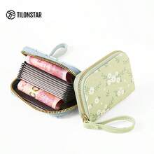 TWW155新款时尚小菊花女士收纳零钱包短款钱包女生风琴多卡位卡包