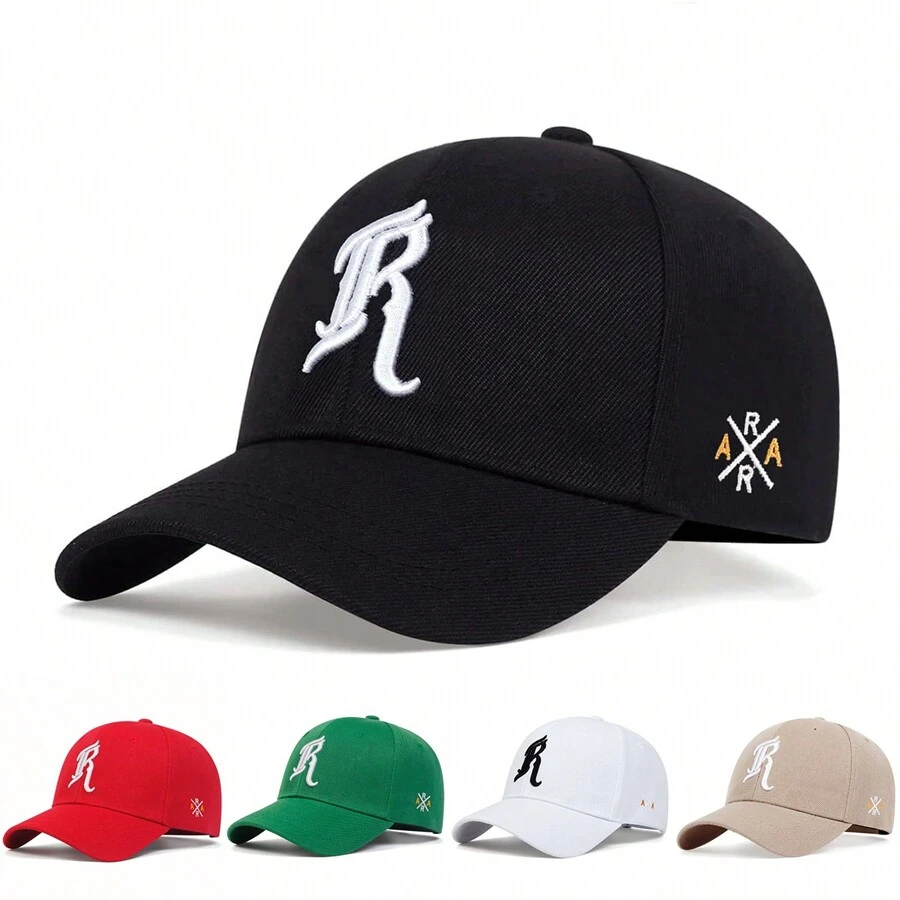 AR 1 件女式字母“R”刺绣棒球帽，可调节户外防晒休闲帽，适合春秋季旅行、海滩度假