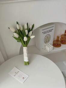 3入/5入/10入鬱金香模擬花假花手持花家居裝飾模擬花觸感濕潤桌面裝飾花束花永生綠植物乾燥花束 - 彩色 - 查看 4