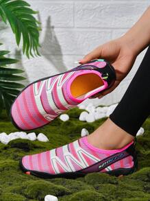 Casual Sports Stream Hiking Sneakers, Cross-Border Plus Size Saw Teeth Swimming Shoes Barefoot Skin Socks Shoes, Water Wading Beach Shoes For Men - Hot Pink - View 4