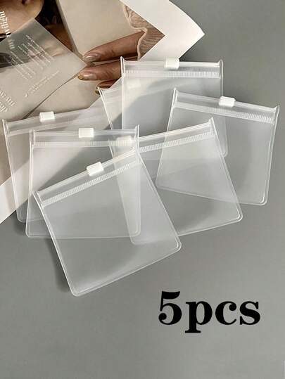 5pcs/Set Portable Frosted  EVA Zipper Closure Jewelry Bag For Earrings, Bracelets And Other Jewelry