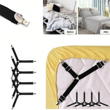 4pcs Non-Slip Triangle Bed Sheet Holder - Adjustable Metal Clip Elastic Straps For Sofa Cushions And Bedding - Practical And Invisible Safety Straps