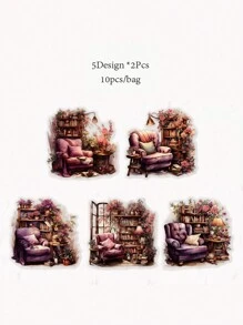 10pcs/Bag Stickers, Memory Corner Series, Artistic Journal Decorative Material, Phone Case Stickers - Multicolor - View 11