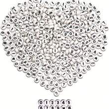 100/200/300/400/500/1000Pcs 4x7mm Round Acrylic Black Letter Beads A-Z Mixed Loose Beads For DIY Bracelets Necklaces Keychains Small Business Jewelry Making Craft Supplies
