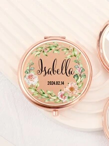 Custom Print: Personalized Name And Greetings! Leather Folding Makeup Mirror, High Definition Glass, 2X Magnifying Lens! Perfect Gift For Mom, Aunt, Grandma, Daughter, Niece, Sister, Bride, Bridesmaid, And More For Holidays, Birthdays, Weddings, Mother's Day, Valentine's Day