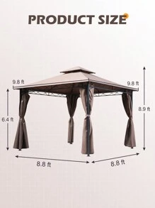 Patio Gazebo Gazebo Tent Gazebo Canopy For Outdoor Patio Backyard Garden With Sidewall,Brown (10' X 10') - Brown - View 2