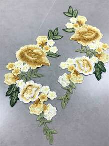 1 对彩色刺绣牡丹花贴片蕾丝边，缝纫工艺用品，多色可选