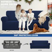 YSTYLE Sofa Cover 1/2/3/4 Seater With Armrest, Stretch Sofa Cover Non-Slip, Modern Sofa Cover For Dogs Pets, Breathable Couch Cover With Elastic Bottom - Navy Blue - View 4