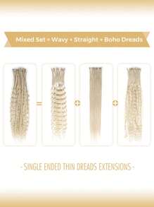 30 Pcs SE Dreadlock Extensions Mixed Sets 3 In 1 Straight Curly Boho Dreads Single Ended Fake Thin Dreadlock Extensions For Women