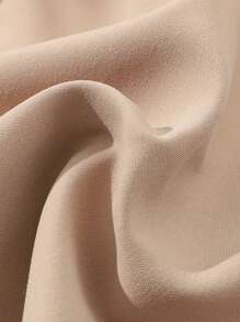 少女夏季短袖領域翻領休閒2合1連衣裙配腰帶 - 卡其色 - 查看 7