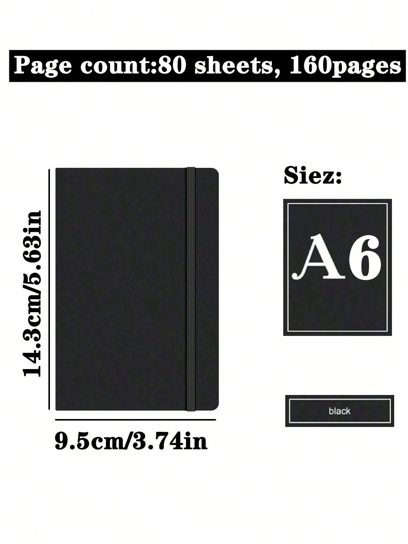 1pc A5/A6 Black Faux Leather Notebook With Blank White Pages, Black Cardboard Pages And Loose