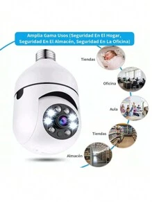 Chimexhy  Bombilla LED Cámara de seguridad inalámbrica Wifi HD 1080p Cámara de videovigilancia inteligente con inteligencia artificial con luz nocturna, inclinación panorámica de 360 ​​​​grados