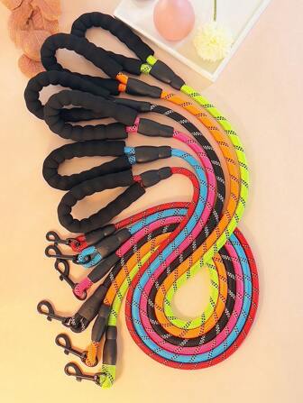 1 st 150 cm/59,06 tum koppel för husdjur med reflekterande design, flerfärgat EVA-handtag Anti-shock Nylon hundkoppel Lämplig för små medelstora hundar Utomhusaktiviteter Promenader