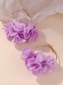 NAIZHU 1 Pair Of Beautiful Circle Creative Flower Earrings Fashion Party Accessories - Purple - View 5