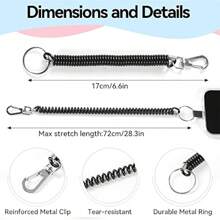 XIANG YU 彈簧可伸縮鑰匙扣,6色螺旋繩鑰匙鍊套裝,配鑰匙環和龍蝦扣,適用於鑰匙、錢包、手機和其他重要物品 - 彩色 - 查看 3