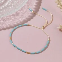 1 pieza Pulsera con cuentas pequeñas para mujer, joyería simple, pulsera de cuentas Delica con cuerda, joyería de moda