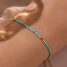 1 pieza Pulsera con cuentas pequeñas para mujer, joyería simple, pulsera de cuentas Delica con cuerda, joyería de moda