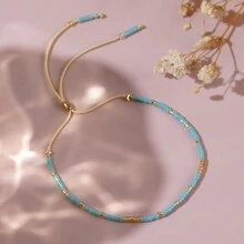 1 pieza Pulsera con cuentas pequeñas para mujer, joyería simple, pulsera de cuentas Delica con cuerda, joyería de moda
