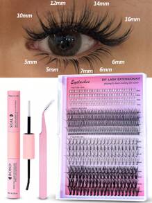 DIY 睫毛延长套装 480 片睫毛簇 单簇睫毛延长 DIY 多类型混合纤细仿貂毛睫毛托盘底部、尖刺、浓密睫毛，适合在家自行使用 DIY 睫毛延长套装 睫毛簇套装、睫毛、睫毛、假睫毛 - 黑色 - 查看 1