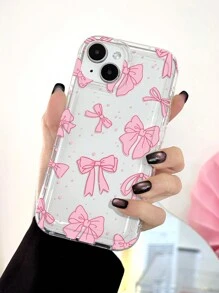 1pc Ballet Girl Style Watercolor Bow Airbag Phone Case Compatible With IPhone - Multicolor - View 1