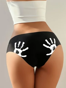 Mujeres Sin Costuras Bikini Ligeramente Descubierto No Mostrar Calzoncillos Cobertura Completa, Invisible, Transpirable, Suave Ropa Interior Elástica - Negro - Ver 1